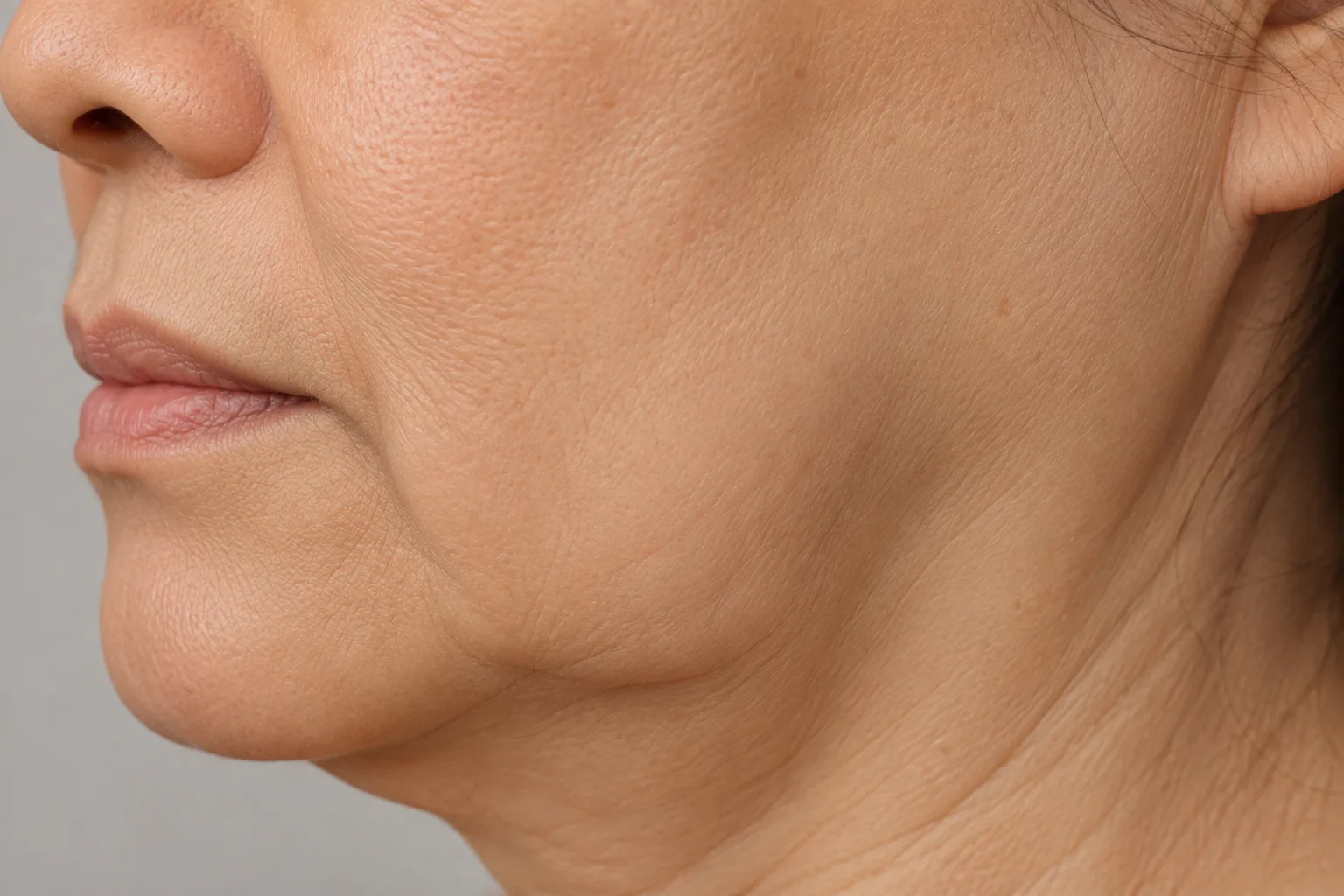 Saggy skin treatment firming the cheeks and jawline at Renora Clinic