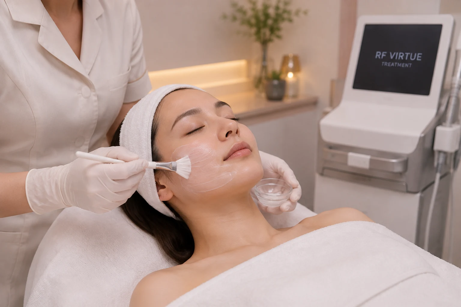 Skin preparation and numbing before RF Virtue microneedling treatment