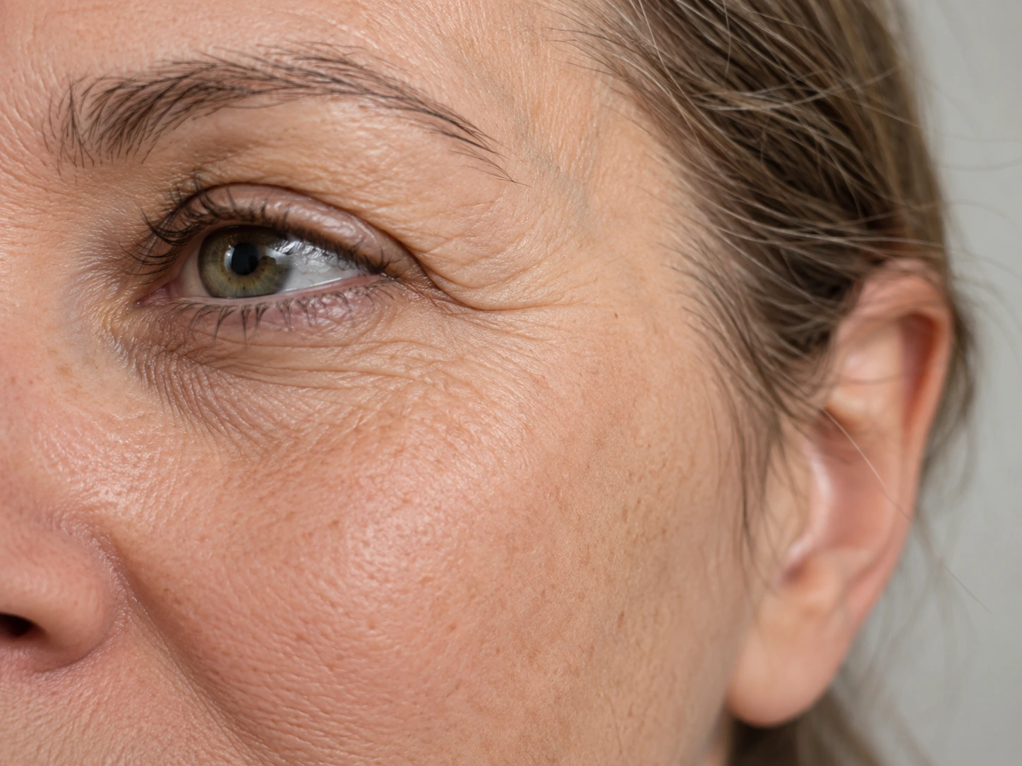 Fine lines and facial wrinkles close-up